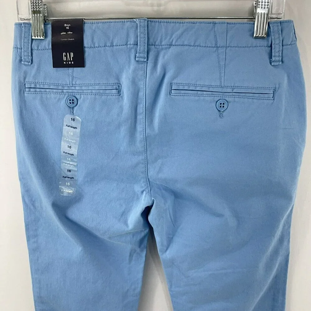NWT‎ Gap Kids Boys Youth 16 Comfort Stretch Chino Pants Blue Adjustable Waist